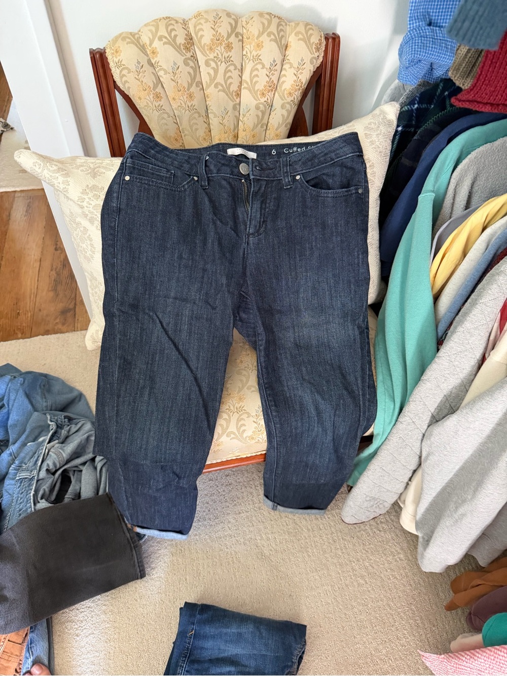 LC Lauren Conrad Dark Blue Cropped Straight Jeans
